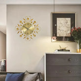 Sunburst clock design adding elegance to modern hallway